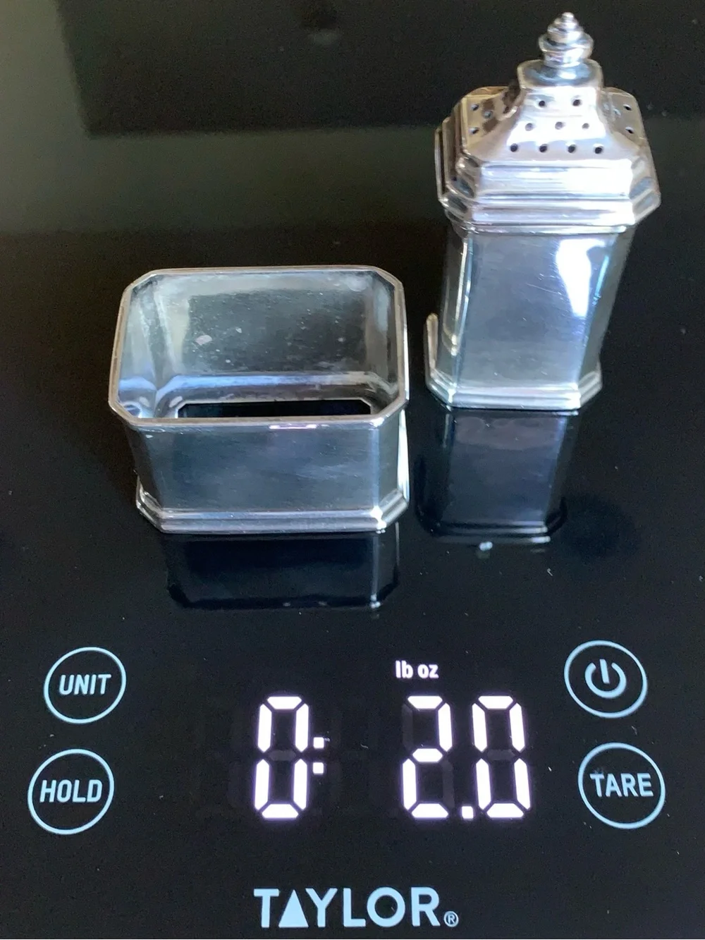 Bravingtons London Sterling Salt & Pepper Set Cobalt Liner